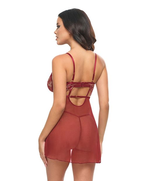Oh La La Cheri Arielle Unlined Underwire Lace Babydoll With G-String