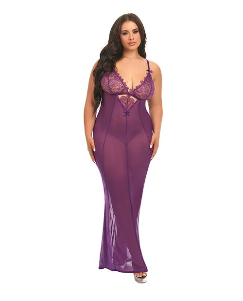 Oh La La Cheri Katana Mesh & Eyelash Lace Gown