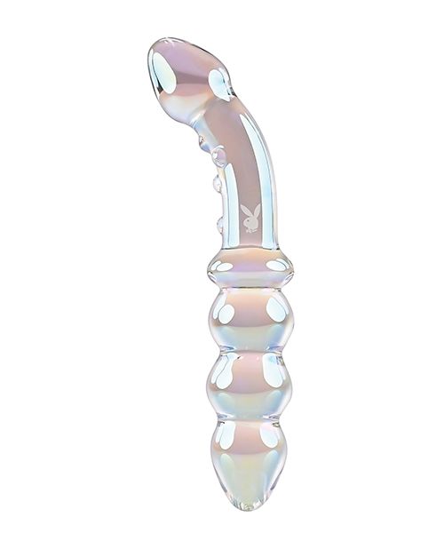 Playboy Pleasure Jewels Double Glass Dildo With Anal Beads