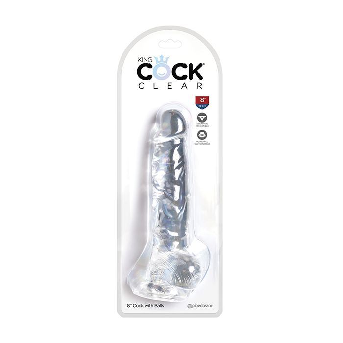 King Cock Clear 8 Inch Cock With Balls