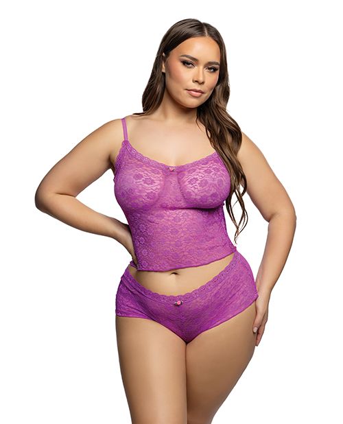 Roma Confidential Lacy Lounger Floral Lace Camisole With Matching Shorts