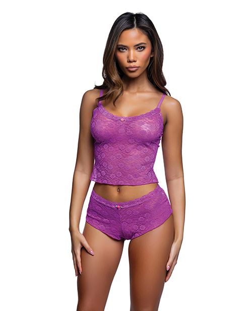 Roma Confidential Lacy Lounger Floral Lace Camisole With Matching Shorts