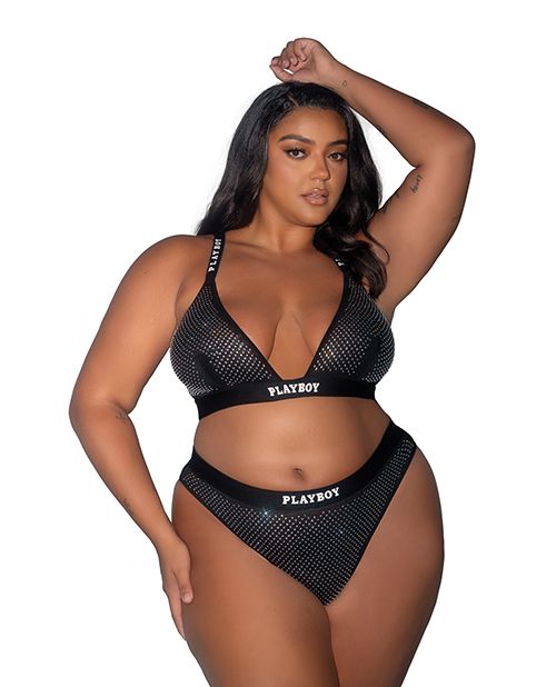 Playboy Disco Fever Rhinestone Bralette With Thong