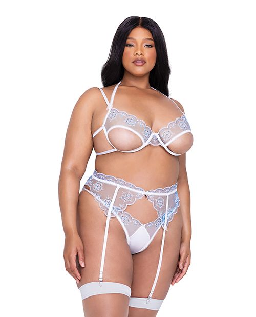 Roma Confidential Holiday Snow Queen Metallic Snowflake Embroidered Bra & High Waisted Thong