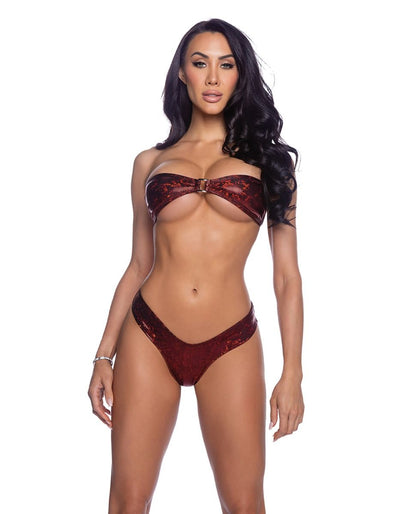 Roma Confidential Shimmer Tie Back Tube Top With Cheeky Panty