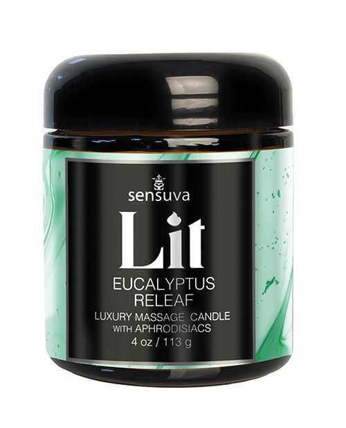 Sensuva Lit Luxury Massage Candle-Eucalyptus Releaf