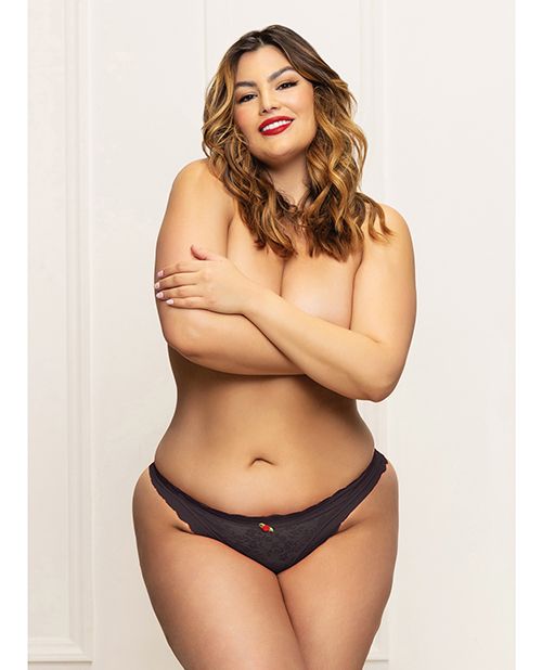 Seven Til Midnight Lace Panty With Heart Cut Out Back & Pearl Chain Detail