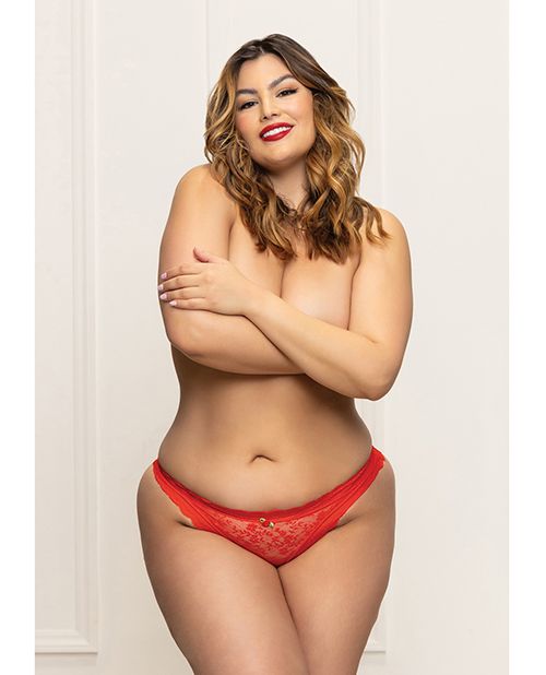 Seven Til Midnight Lace Panty With Heart Cut Out Back & Pearl Chain Detail