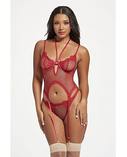 Seven Til Midnight Stretch Mesh and Lace Cami With Thong