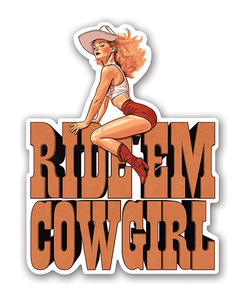 Wood Rocket Ride Em Cowgirl Sticker