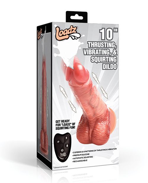 Loadz 10 Inch Thrusting, Vibrating, & Squirting Dildo