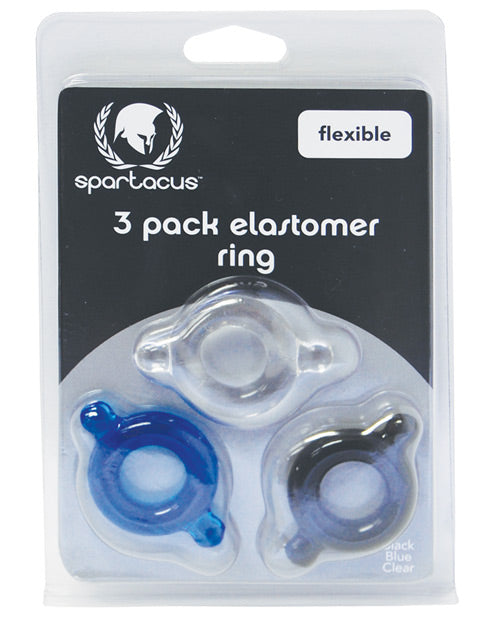 Spartacus 3 Pack Elastomer Stretch To Fit Cock Rings - Wicked Sensations