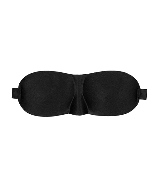Ouch! Black and White Satin Curvy Eye Mask With Elastic Straps