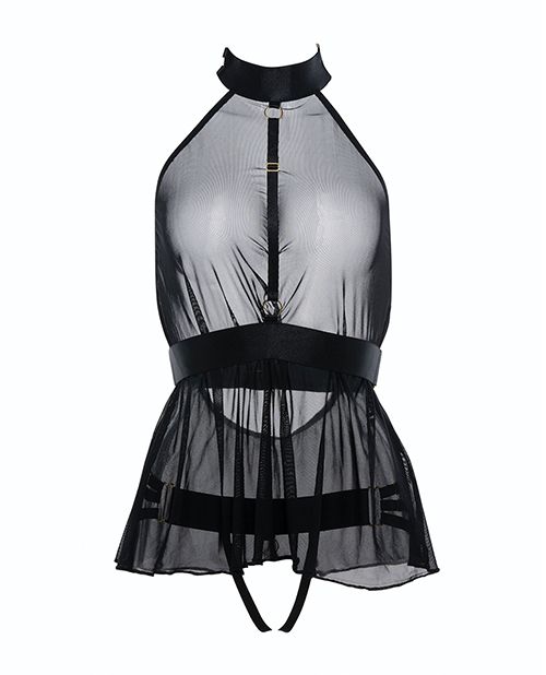Adore Be My Baby Sheer Mesh Harness Babydoll & Open Panty