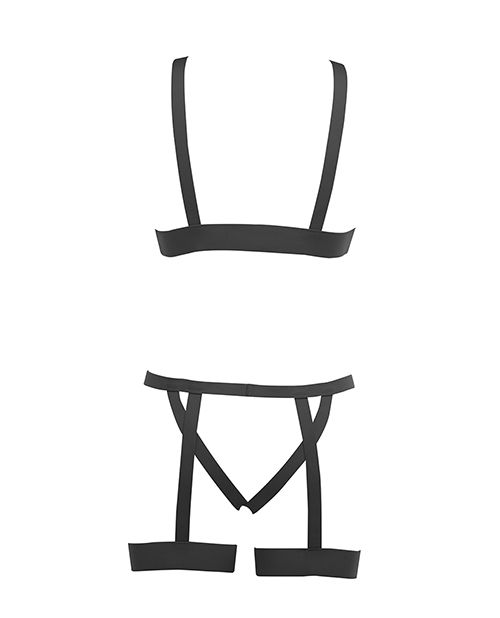 Kitten Teaser Strappy Open Cup Bra & Open Panty With Leg Straps