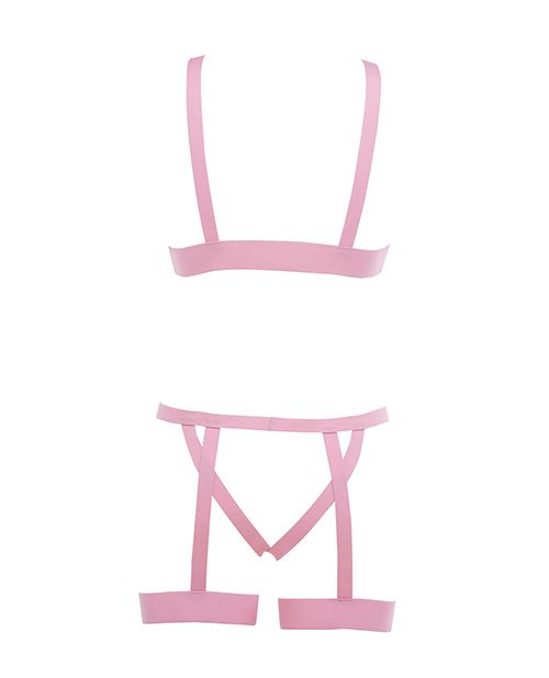 Kitten Teaser Strappy Open Cup Bra & Open Panty With Leg Straps