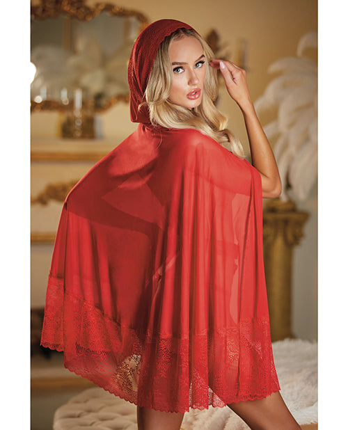 Allure Lace and Mesh Cape With Attached Waist Belt