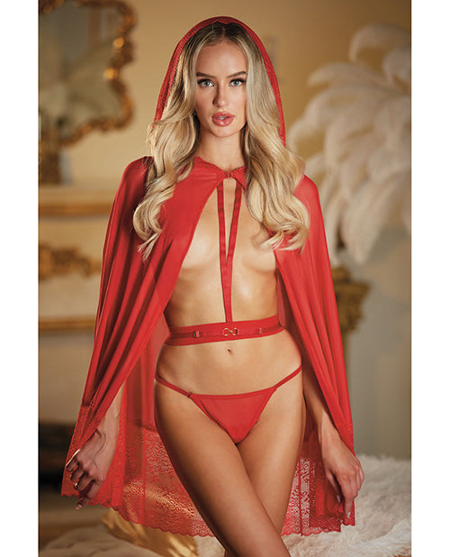 Allure Lace and Mesh Cape With Attached Waist Belt