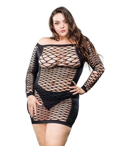 Beverly Hills Naughty Girl Long Sleeve Diamond Mesh Dress