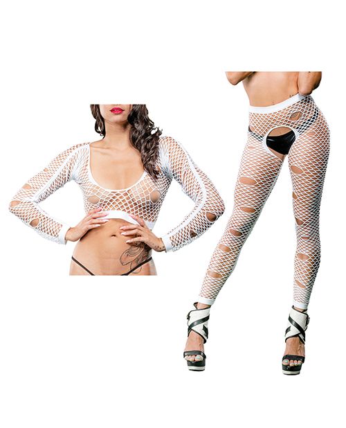Beverly Hills Naughty Girl Crotchless Mixed Hole Leggings