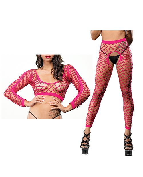 Beverly Hills Naughty Girl Crotchless All Over Mesh Leggings