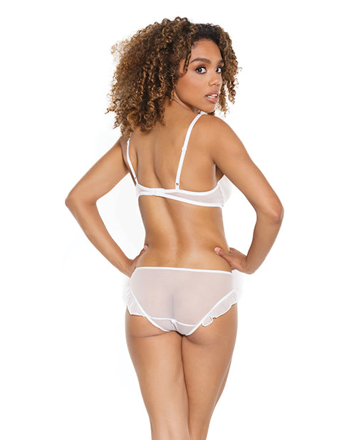 Coquette Stretch Mesh Ruffled Crotchless Teddy