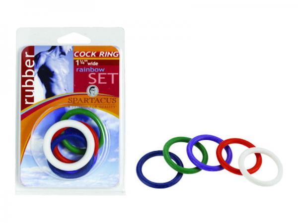 5 Pack Rubber Rainbow Cock Rings-1.25 Inches - Wicked Sensations