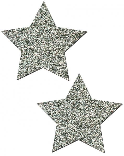 Rock Star Silver Glitter Pasties - Wicked Sensations
