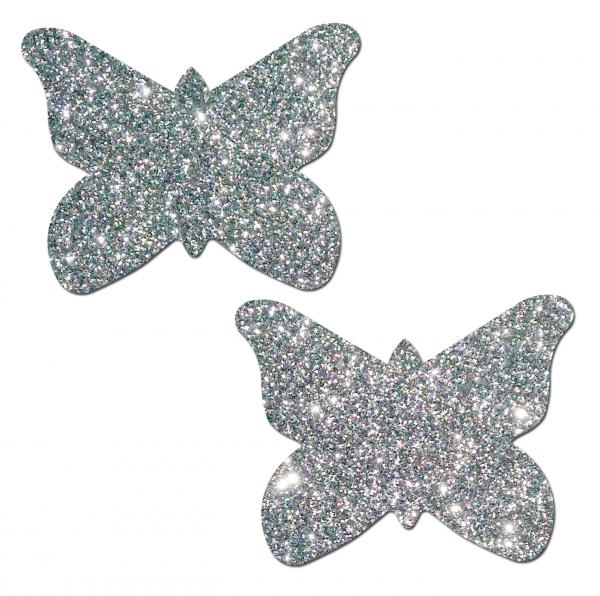 Silver Glitter Butterfly Pasties - Wicked Sensations