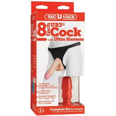 Vac-U-Lock 8 Inch UR3 Cock With Ultra Harness - Wicked Sensations