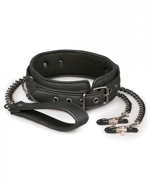 Easy Toys Lead & Nipple Clamps Collar Restraint Set - Wicked Sensations