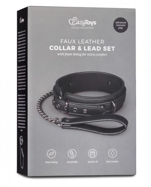 Easy Toys Faux Leather Collar and Lead Set - Wicked Sensations