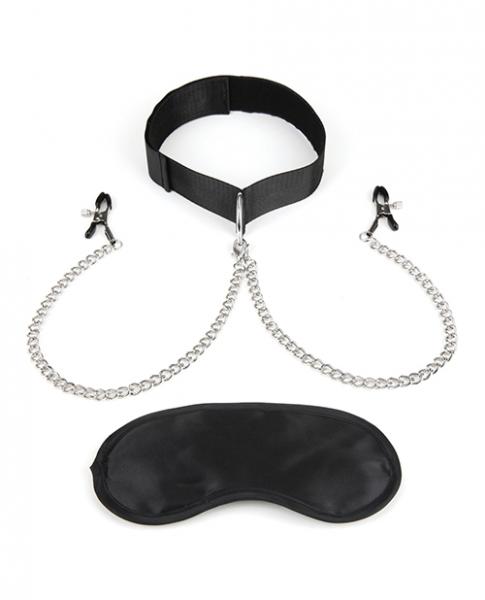 Lux Fetish Collar and Nipple Clamps - Wicked Sensations