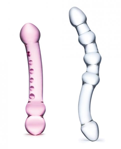 2 Piece Glass Double Dildo Set - Wicked Sensations