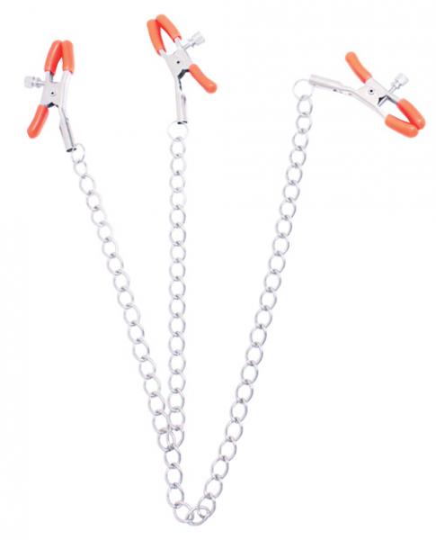 Orange is the New Black Triple Your Pleasure Nipple and Clit Clamps - Wicked Sensations