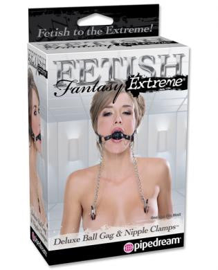 Deluxe Ball Gag & Nipple Clamps - Wicked Sensations