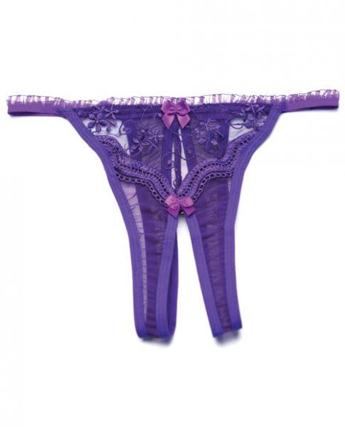 Scalloped Embroidered Crotchless Panty - Wicked Sensations