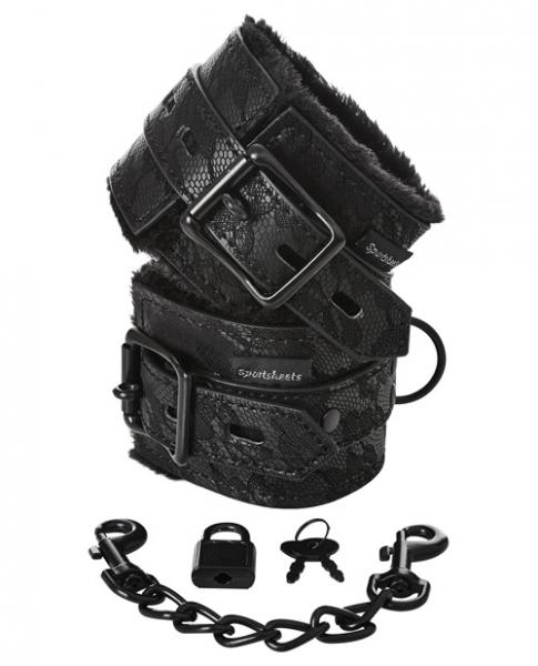 Sincerely Lace Fur Lined Handcuffs - Wicked Sensations