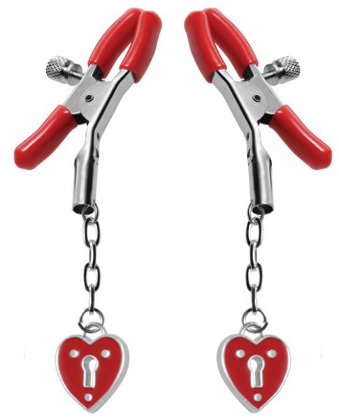 Charmed Heart Padlock Nipple Clamps - Wicked Sensations