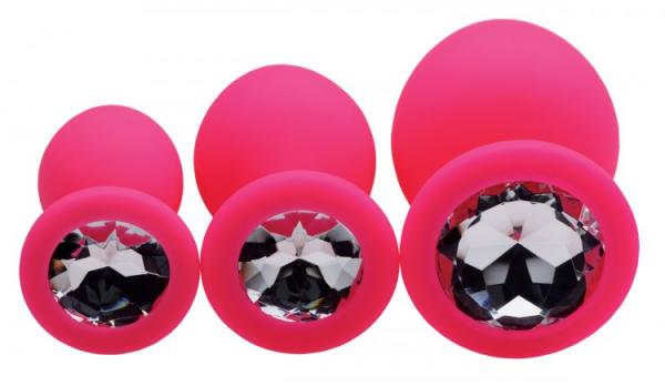 Frisky 3 Piece Silicone Anal Plugs With Gems - Wicked Sensations