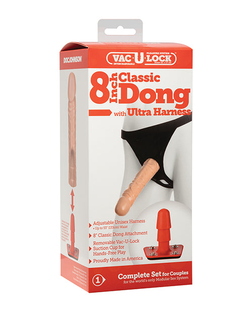 Vac-U-Lock Ultra Harness Set With 8 Inch Dong