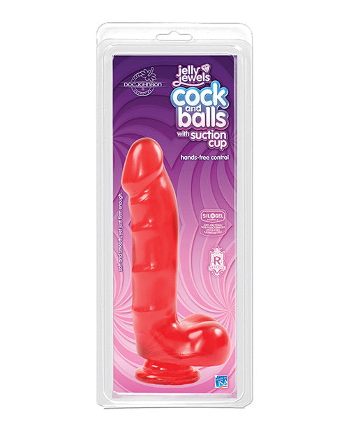 Jelly Jewels Cock and Balls With Suction Cup - Wicked Sensations