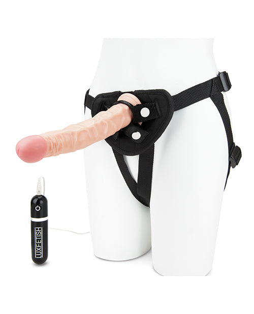 Lux Fetish 8.5 Inch Realistic Vibrating Dildo With Harness Set - Wicked Sensations