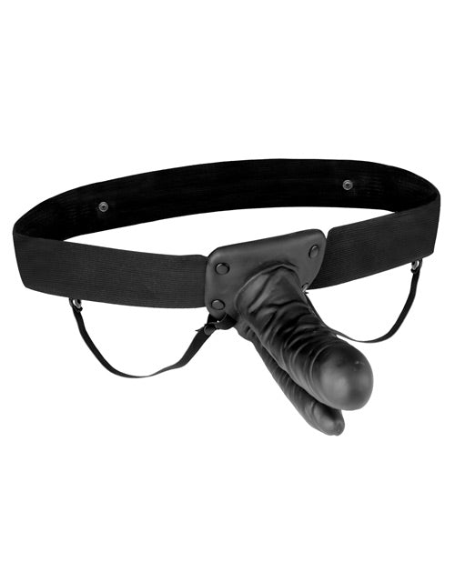 Lux Fetish Unisex Vibrating Hollow Double Penetration Strap-On - Wicked Sensations