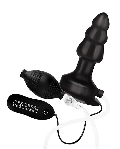 Lux Fetish 4 Inch Inflatable Vibrating Butt Plug With Suction Base - Wicked Sensations