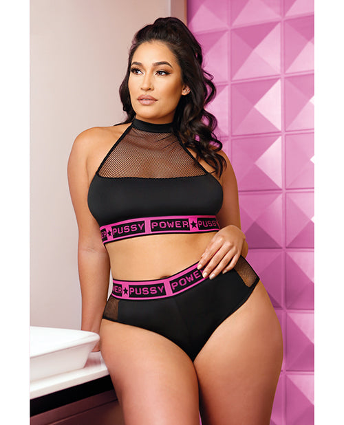 Vibes Pussy Power Micro-Net Halter Top and Booty Short - Wicked Sensations