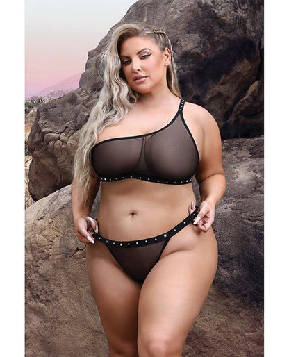 Vibes Bad Bitch One Shoulder Bling Bralette & Panty