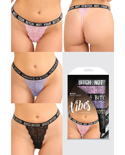 Vibes Bitch 3 Pack Lace Panty - Wicked Sensations