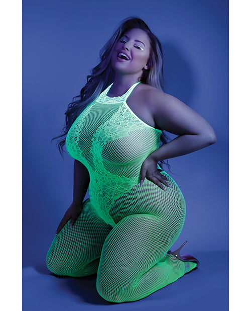 Glow Black Light Crotchless Bodystocking