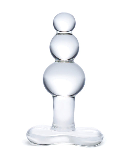 Glas 4 Inch Beaded Glass Butt Plug With Tapered Base